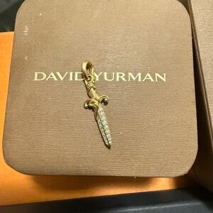 David Yurman Gold Dagger Pendant with Diamonds
